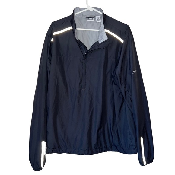 Slazenger Men's Golf Windbreaker Pullover Jacket Long Sleeve Graphite/Black XL - Picture 1 of 9